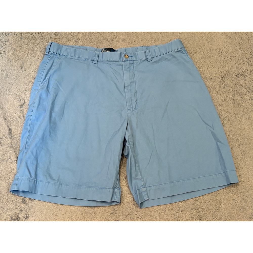 Polo Ralph Lauren Mens Blue Cotton Chino Shorts Size 40 Flat Front Classic Fit